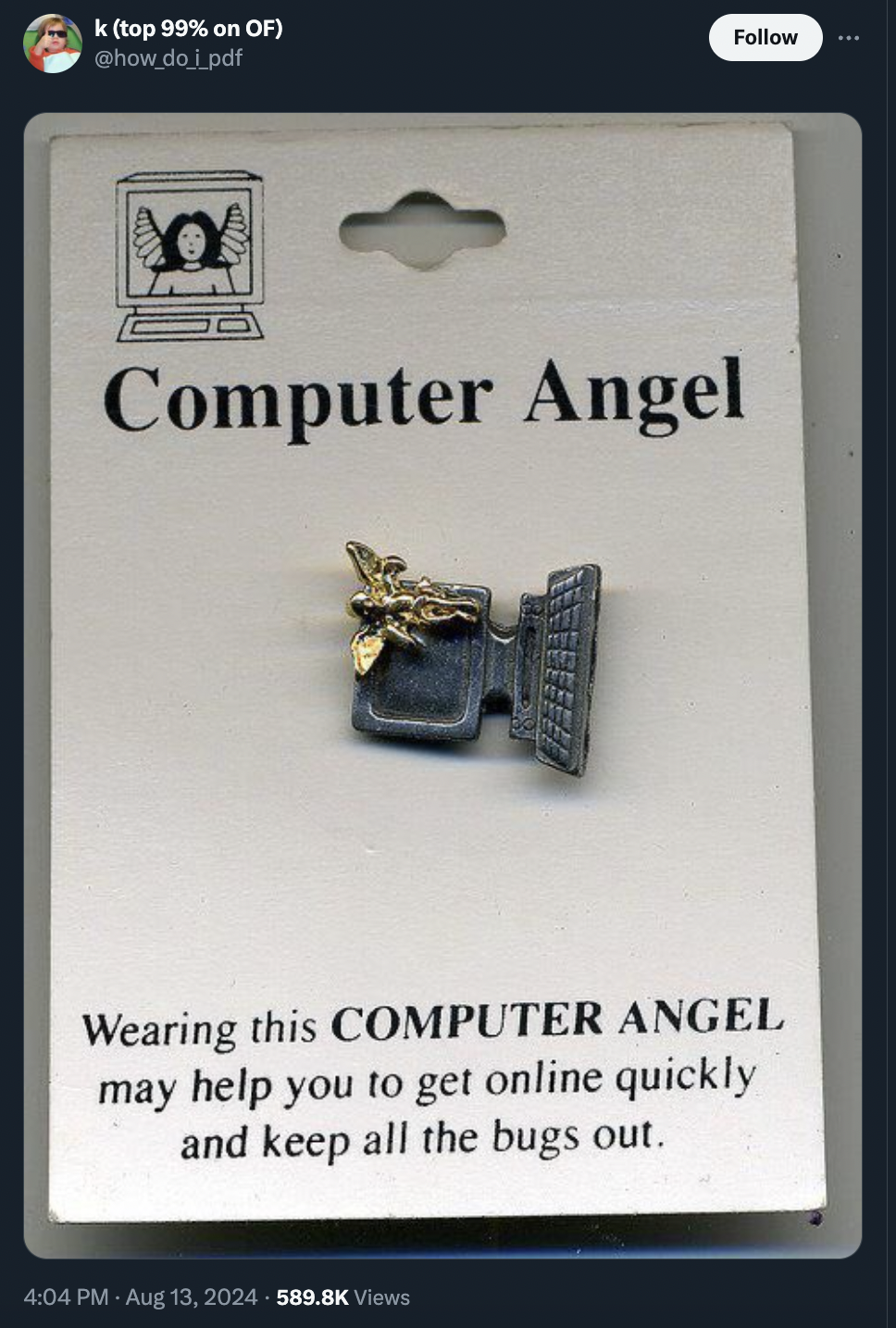 poster - k top 99% on Of do L.pdf Computer Angel Wearing this Computer Angel may help you to get online quickly and keep all the bugs out. Views